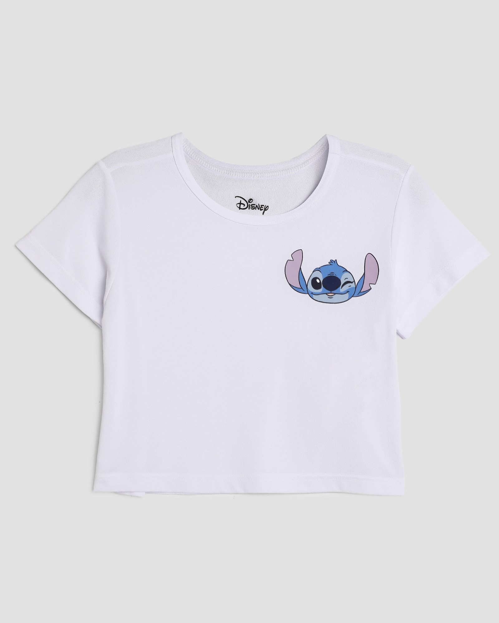 Camiseta cropped infantil minimalista Stitch 6-14A branca | Disney