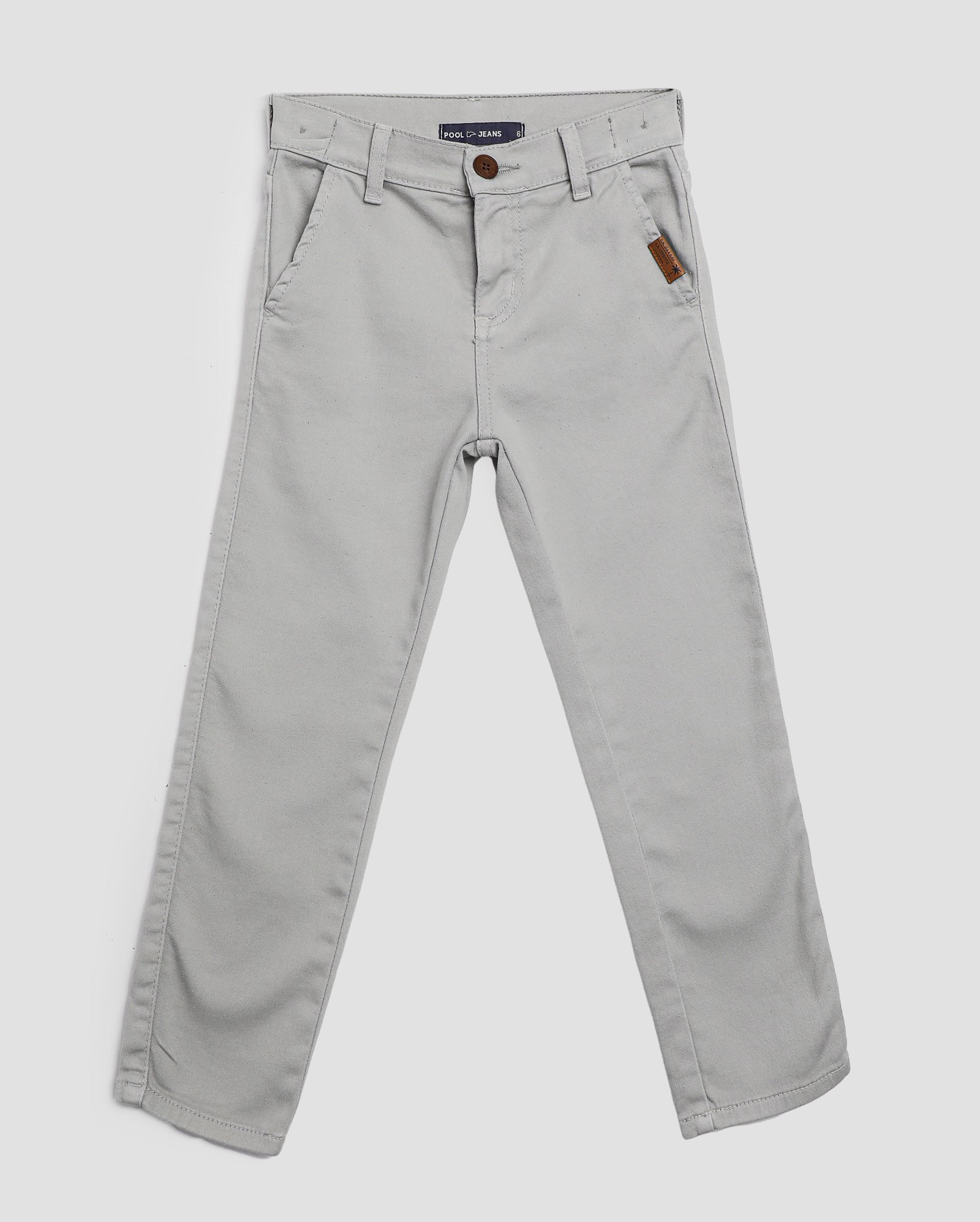 Calça de sarja infantil slim chino 4-10A cinza | Pool Kids