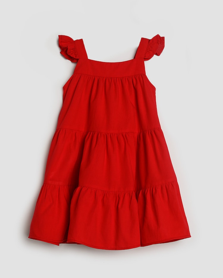 Riachuelo Vestido infantil três marias com babado 1-4A vermelho - Main Image