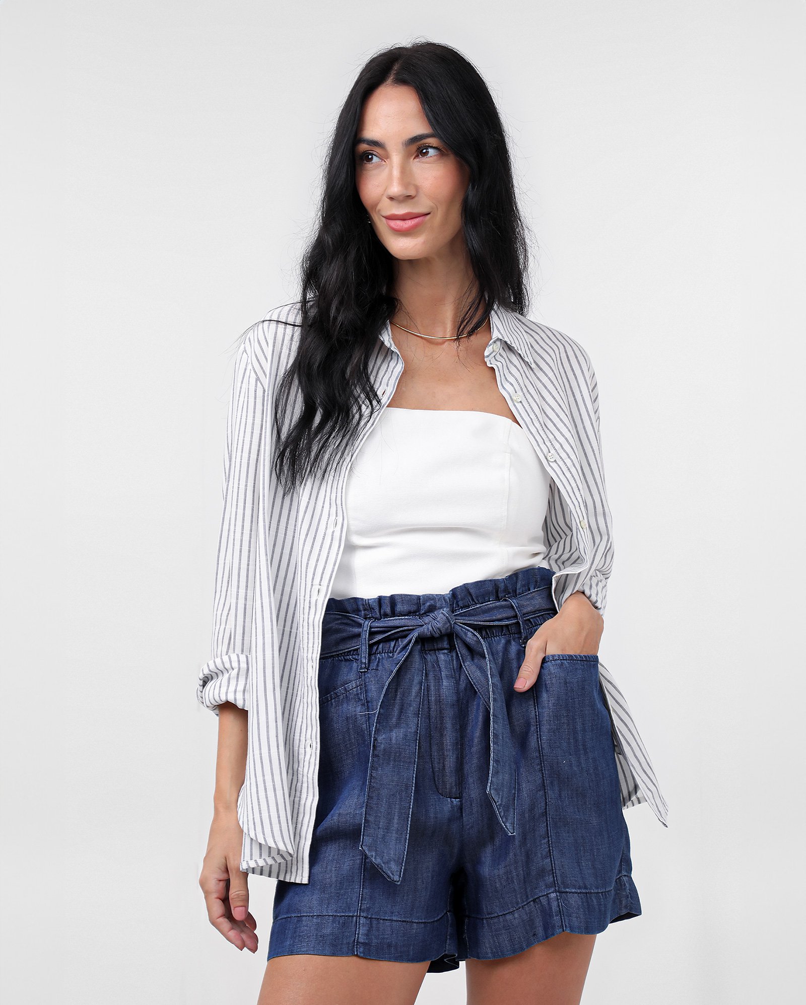 Short jeans feminino clochard cintura alta - Jeans Escuro | Pool Jeans