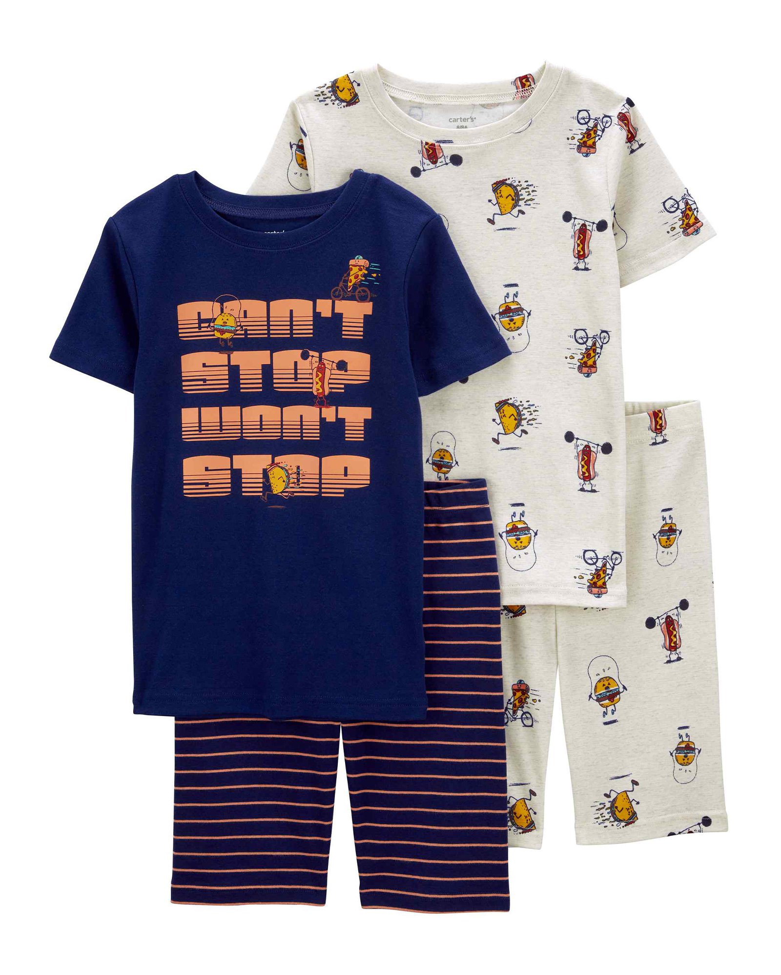 Pijama curto infantil 4 peças pizzas e lettering multicor | Carter's