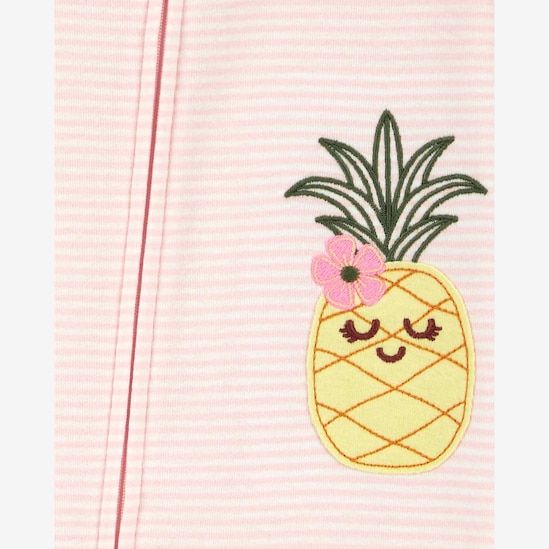 Macacão pijama bebê listrado patch abacaxi rosa | Carter's