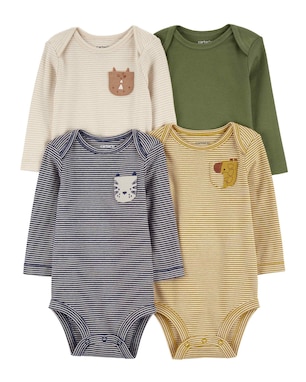 Kit body bebê 4 peças bolsinho listrada multicor | Carter's