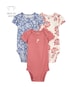 Kit body bebê 3 peças manga curta pássaro e floral multicor | Carter's