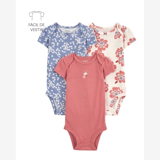 Kit body bebê 3 peças manga curta pássaro e floral multicor | Carter's