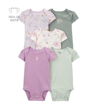 Kit body bebê 5 peças coelho xadrez multicor | Carter's