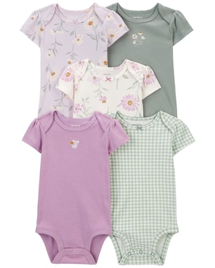 Kit body bebê 5 peças coelho xadrez multicor | Carter's