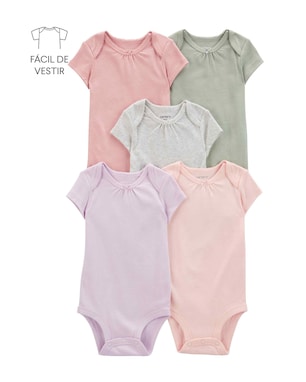 Kit body bebê 5 peças liso gola rendada multicor | Carter's