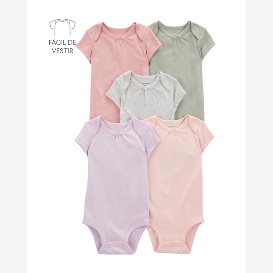 Kit body bebê 5 peças liso gola rendada multicor | Carter's
