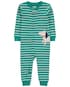 Macacão pijama bebê listrado patch cachorro verde | Carter's