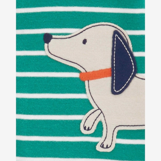 Macacão pijama bebê listrado patch cachorro verde | Carter's