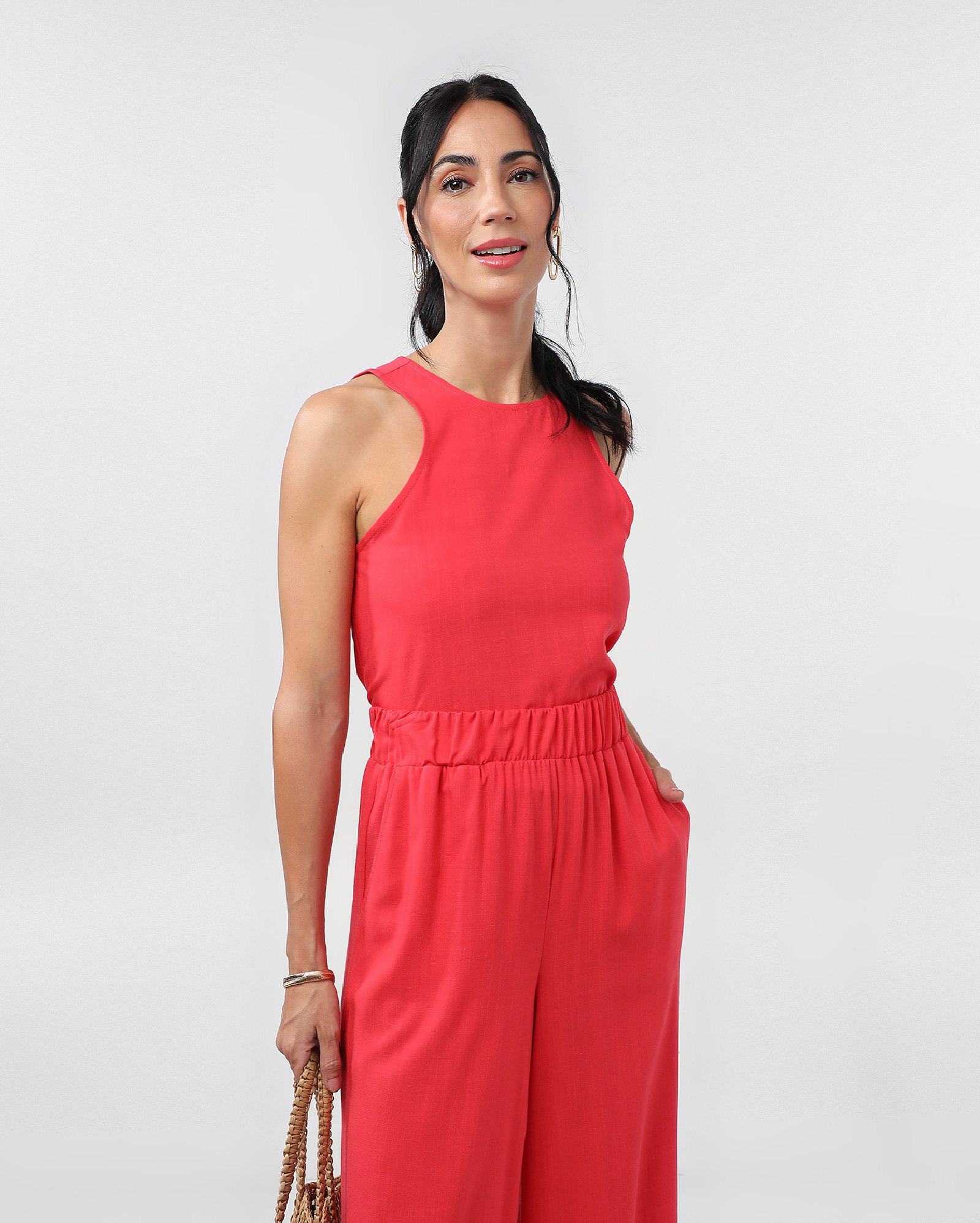 Regata feminina em viscose flame - Vermelho | Pool Basics