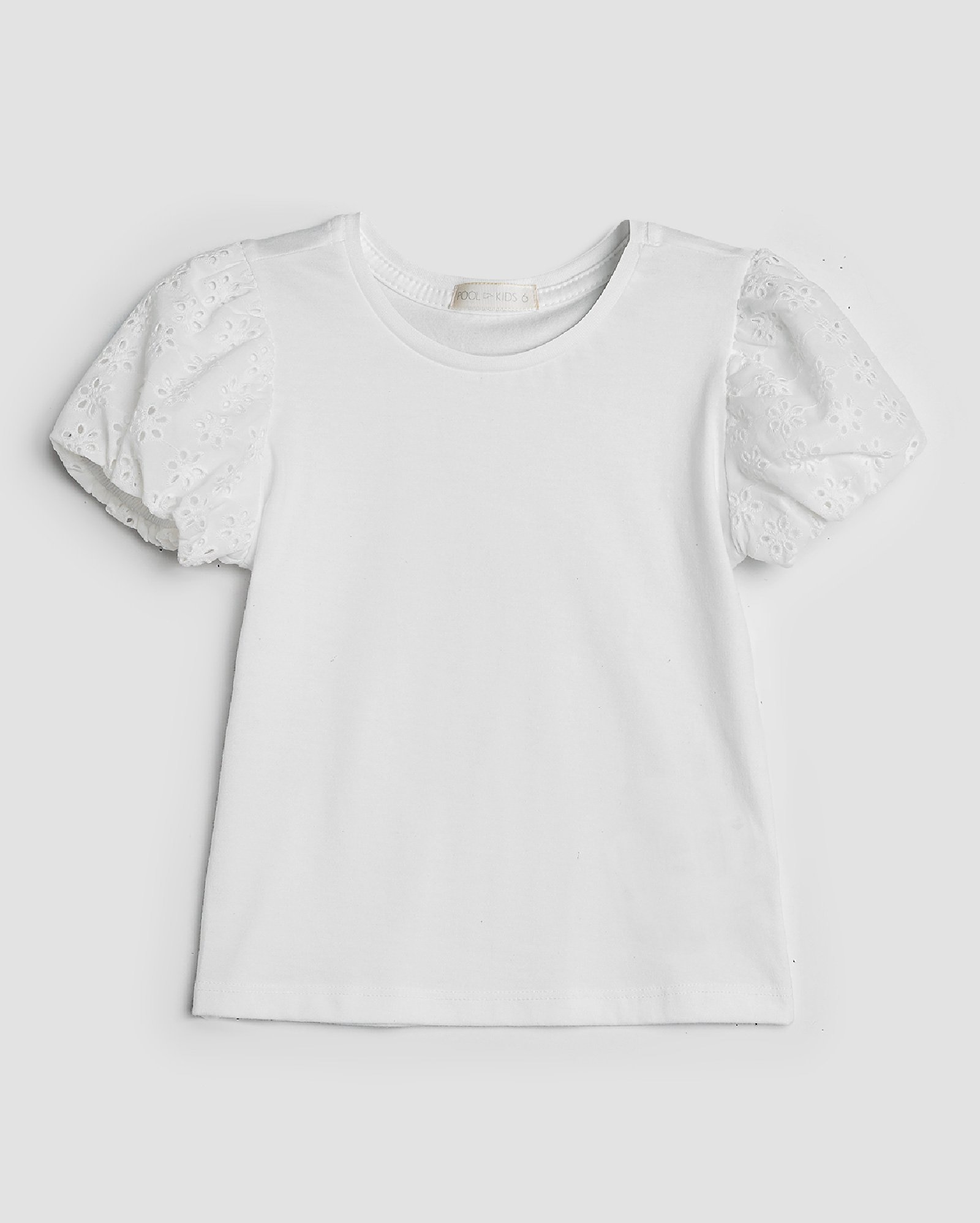 Camiseta infantil manga curta de laise 4-10A - Branco | Pool Kids