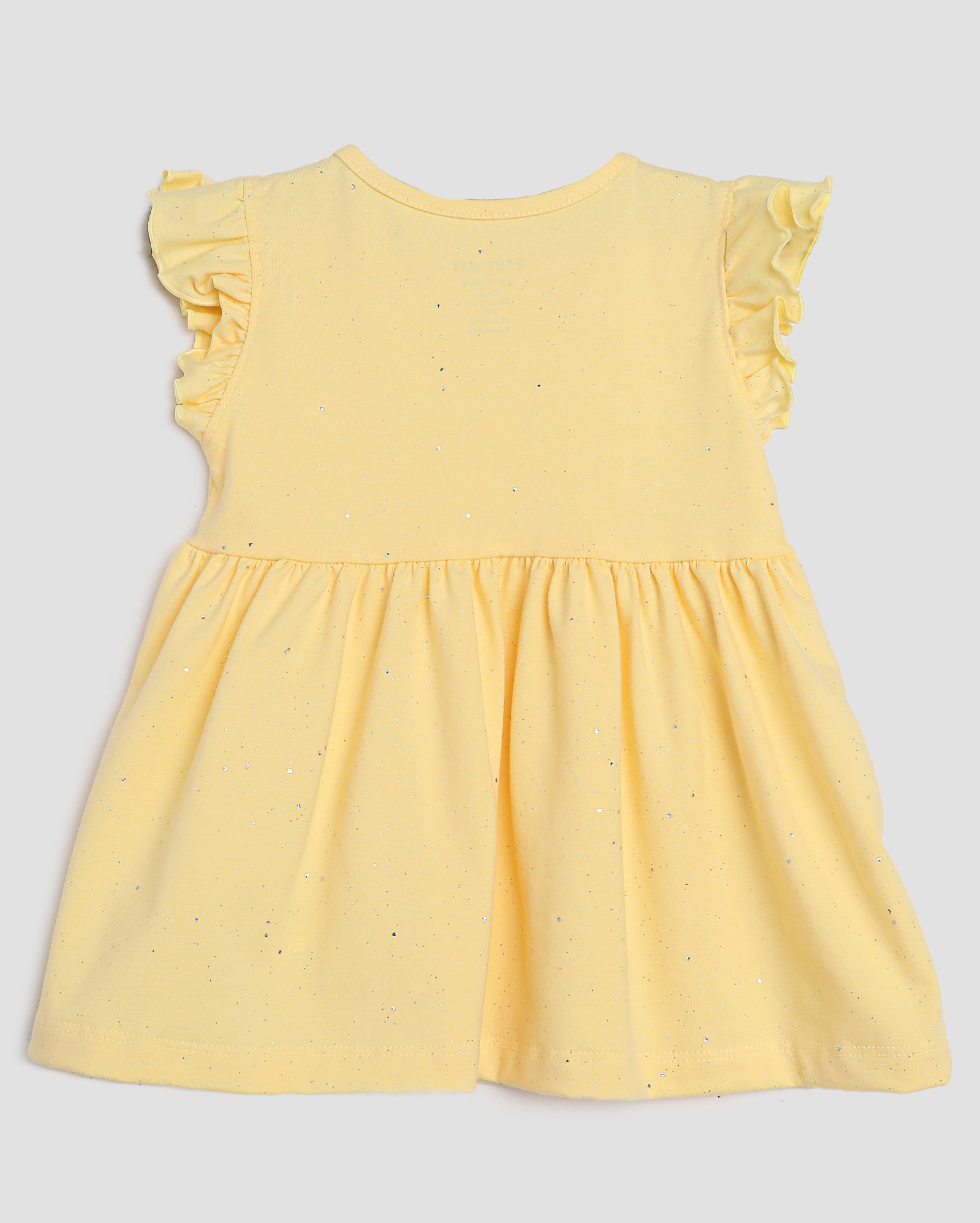 Vestido bebê curto com babados e glitter - Amarelo | Baby Way