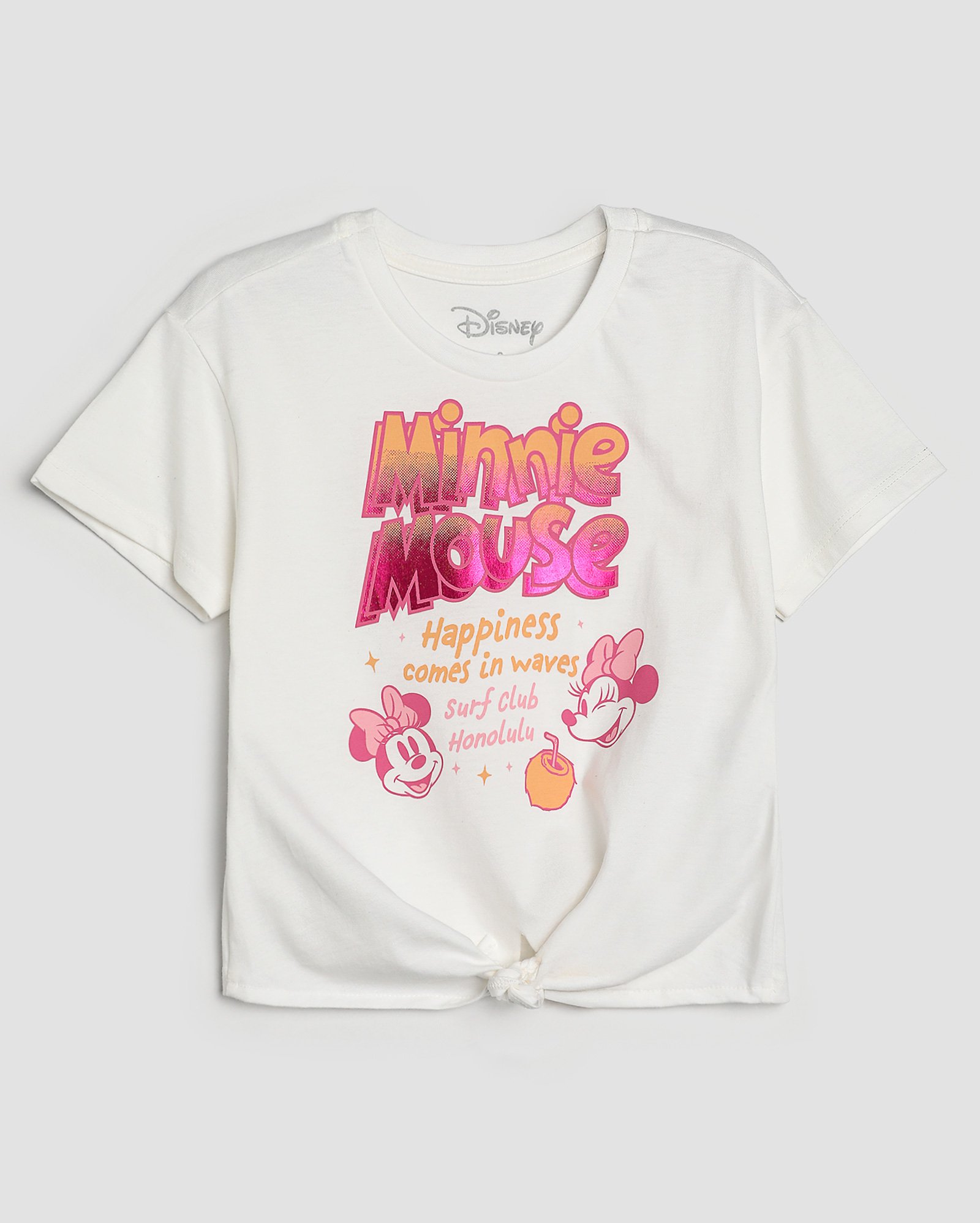 Camiseta cropped infantil Minnie Mouse nozinho 1-4A branca | Disney