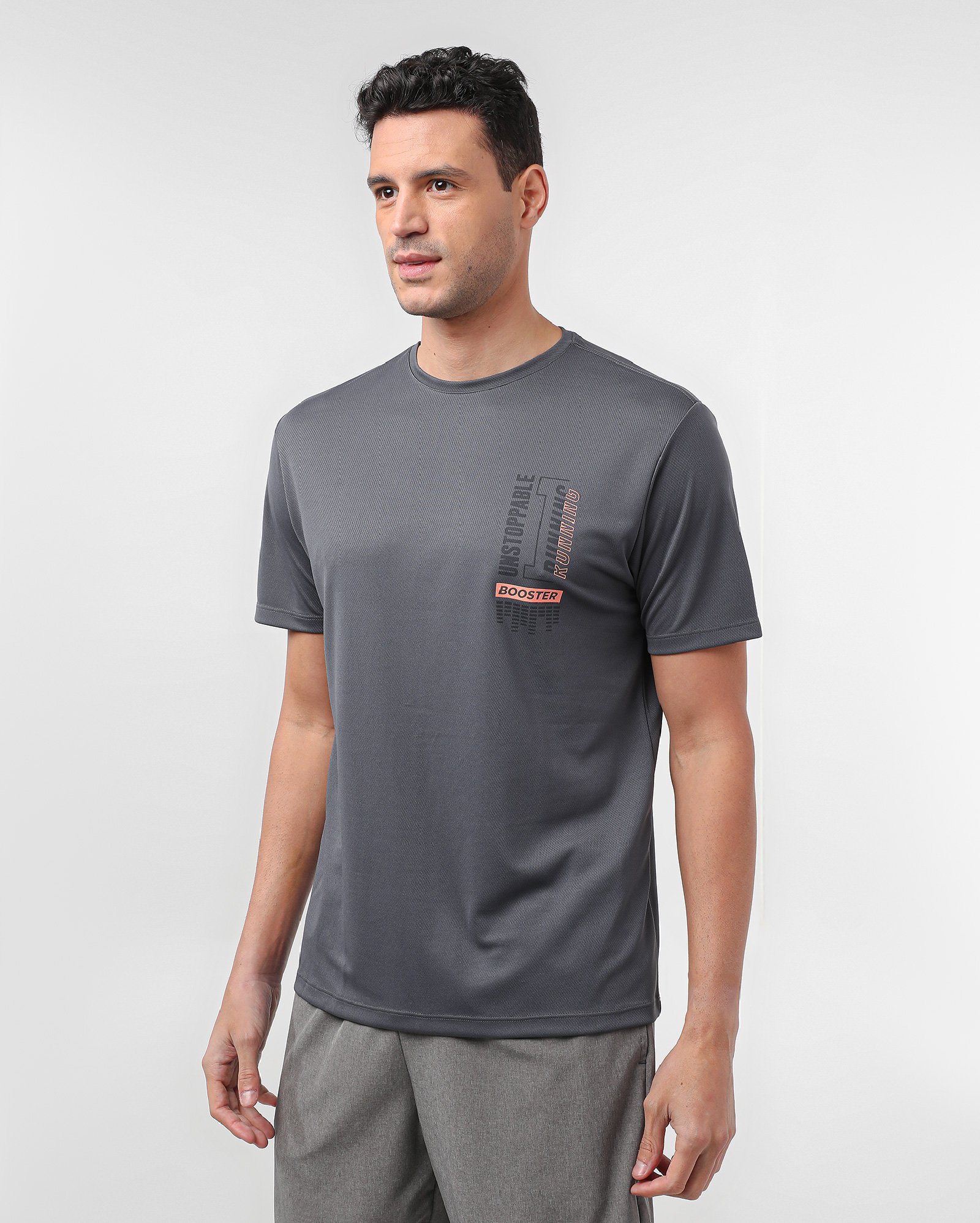 Camiseta masculina de treino lettering Unstoppable cinza | BodyWork by Riachuelo
