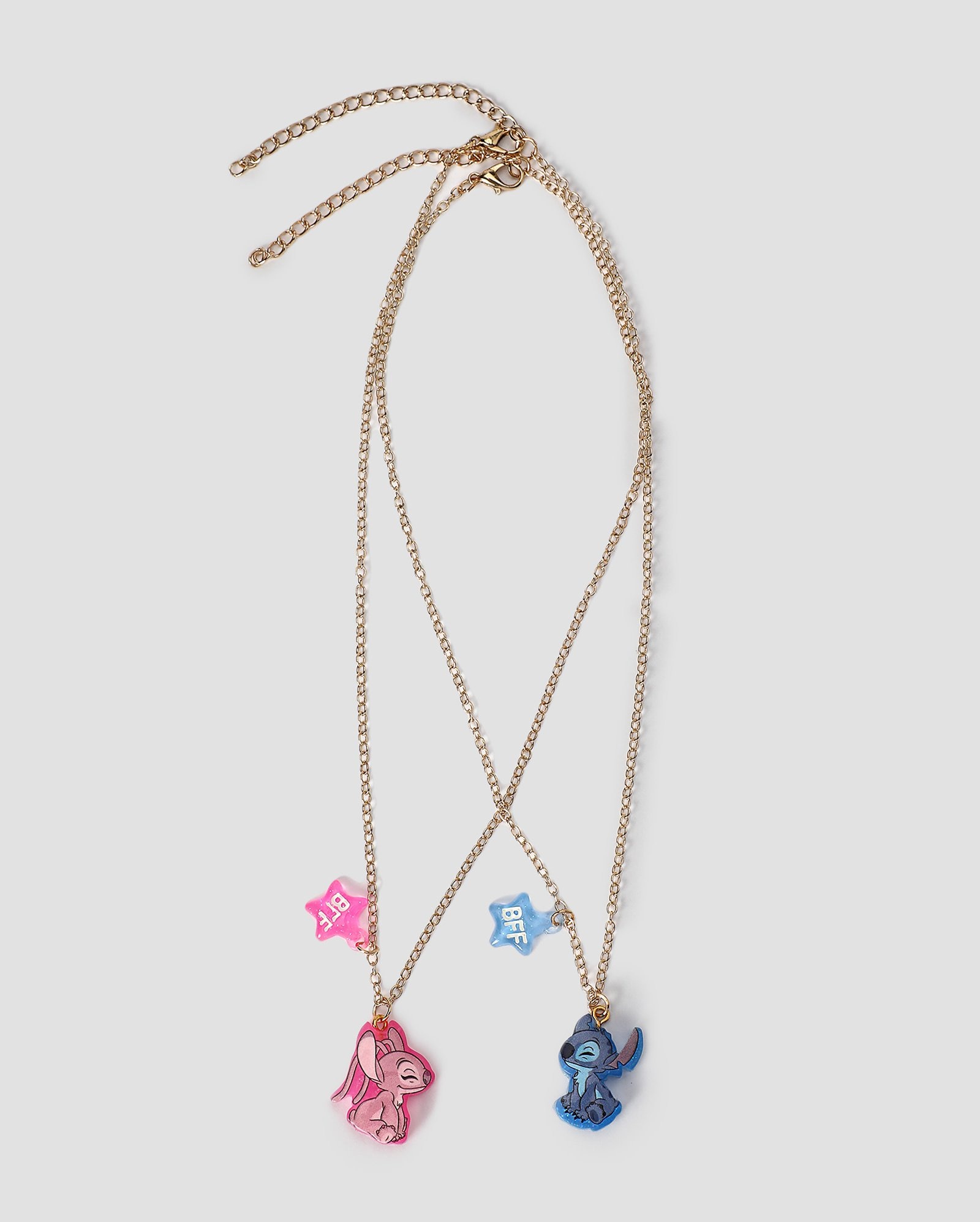 Kit colar infantil 2 peças Angel e Stitch BFF dourado | Disney