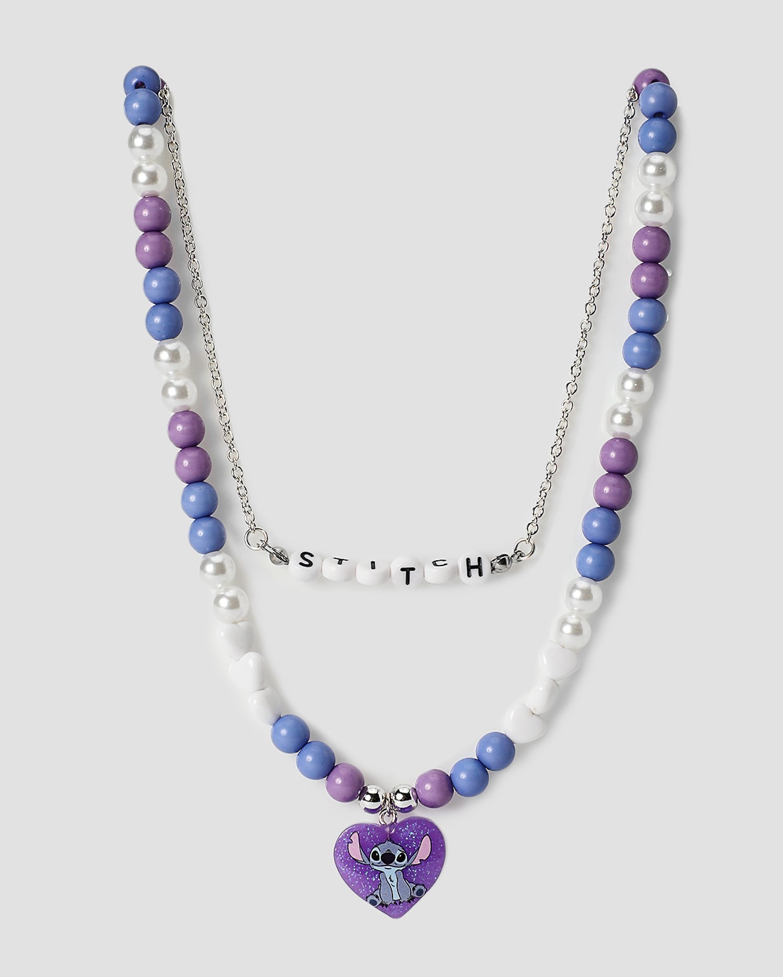 Kit colar infantil com pulseira e anel Stitch multicor | Disney