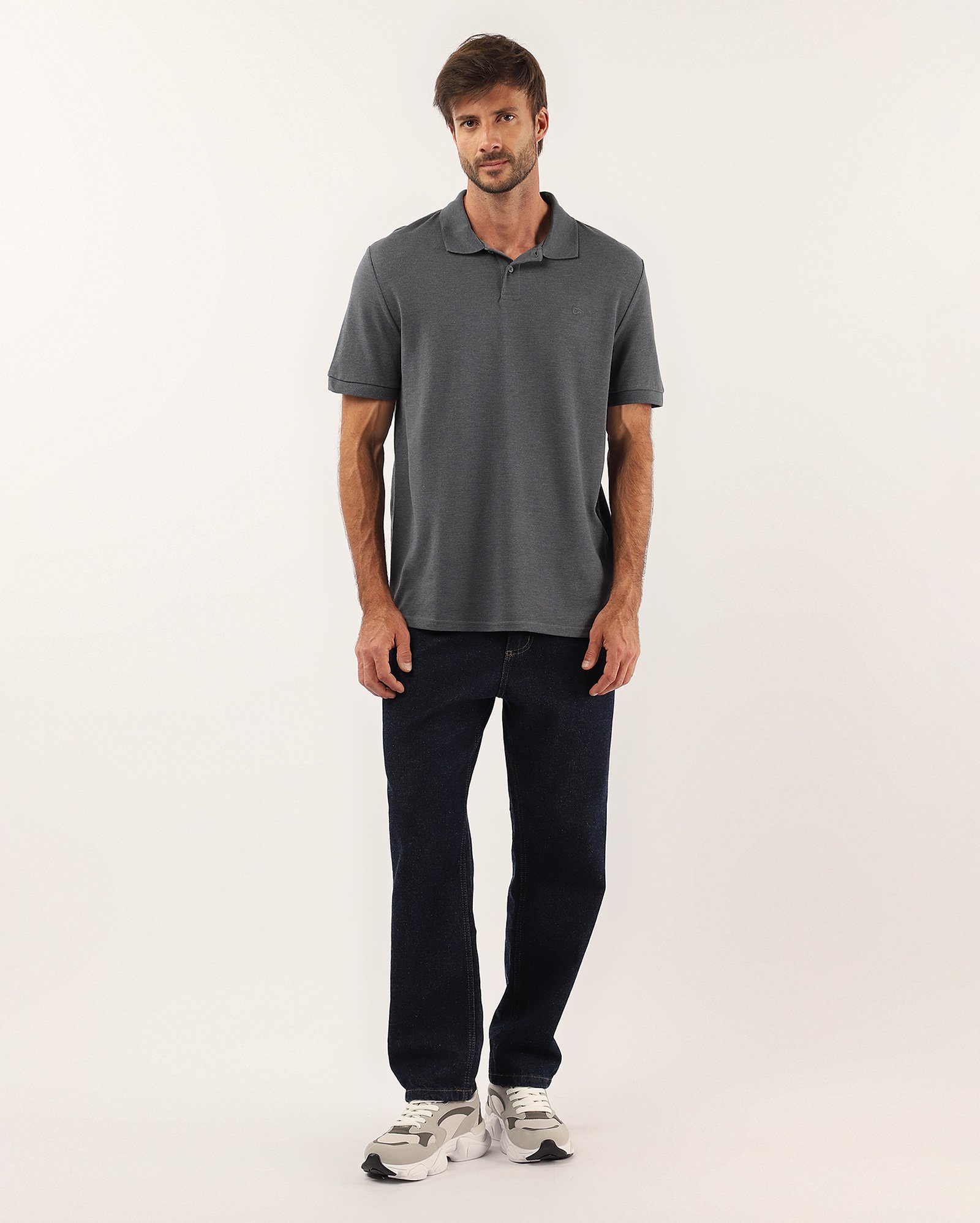 Camisa polo masculina Pool Legacy regular piquet - Azul Mescla