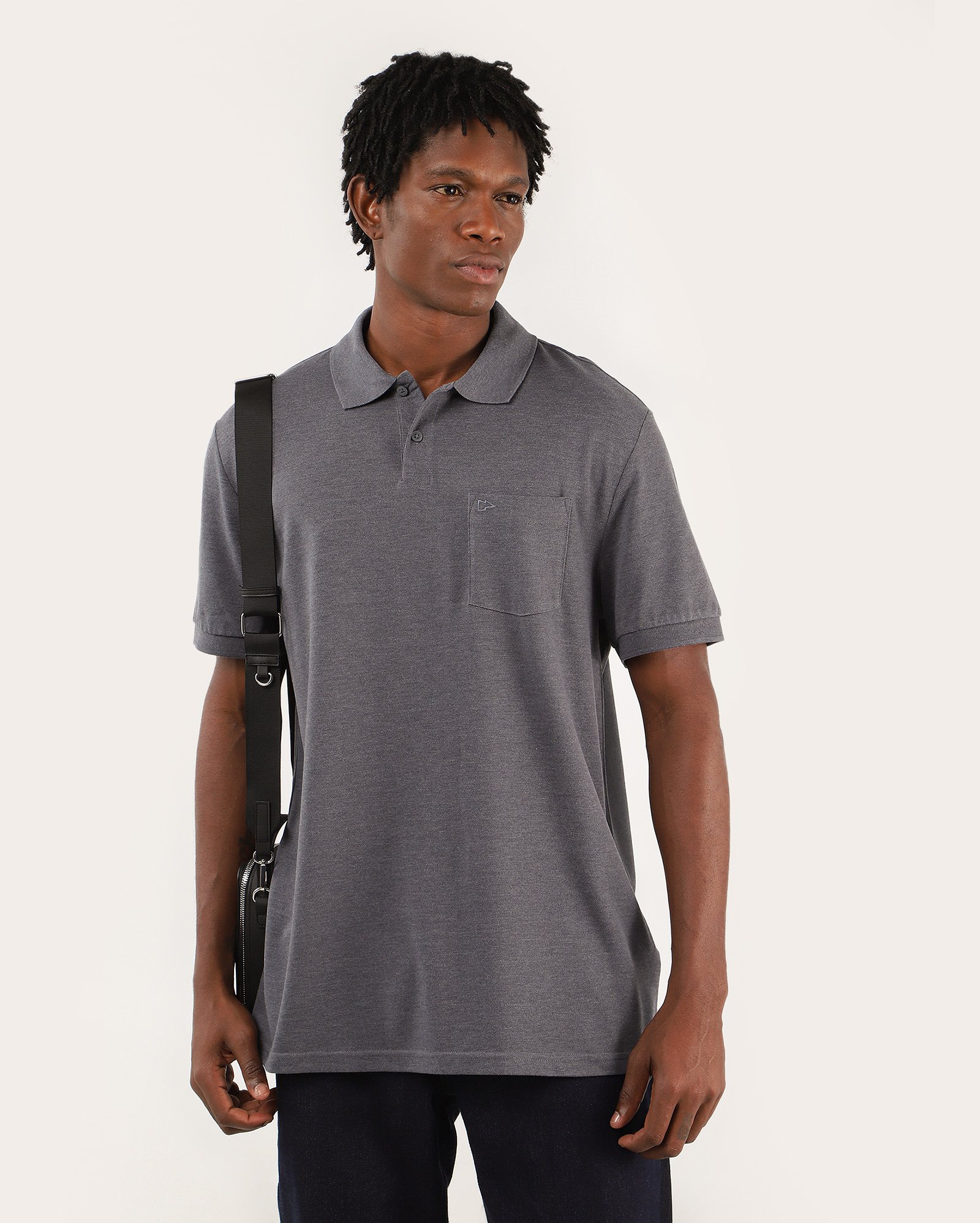 Camisa polo masculina Pool Legacy piquet com bolso - Cinza Mescla