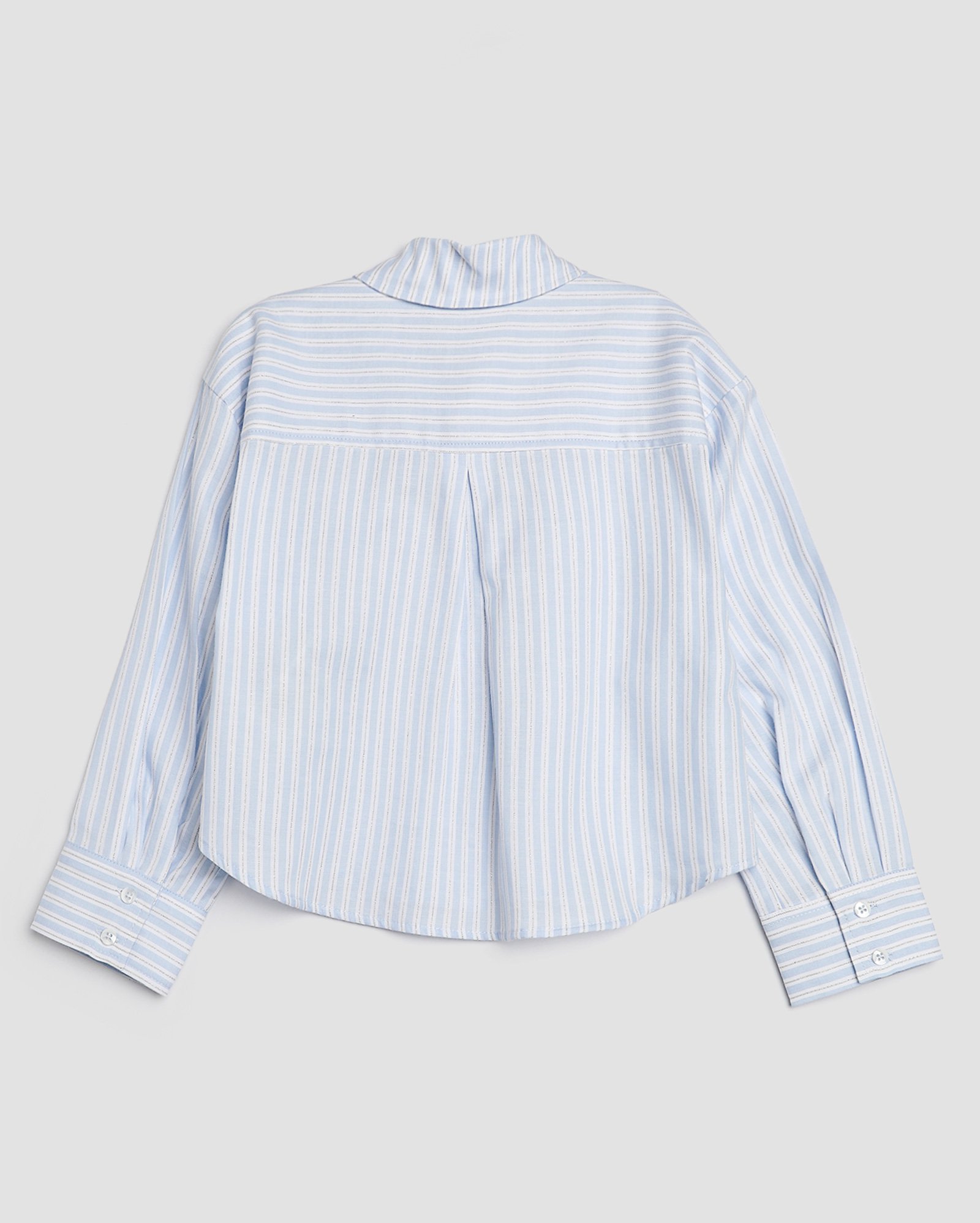 Camisa infantil manga longa listrada fios metalizados 4-10A - Azul Claro | Pool Kids