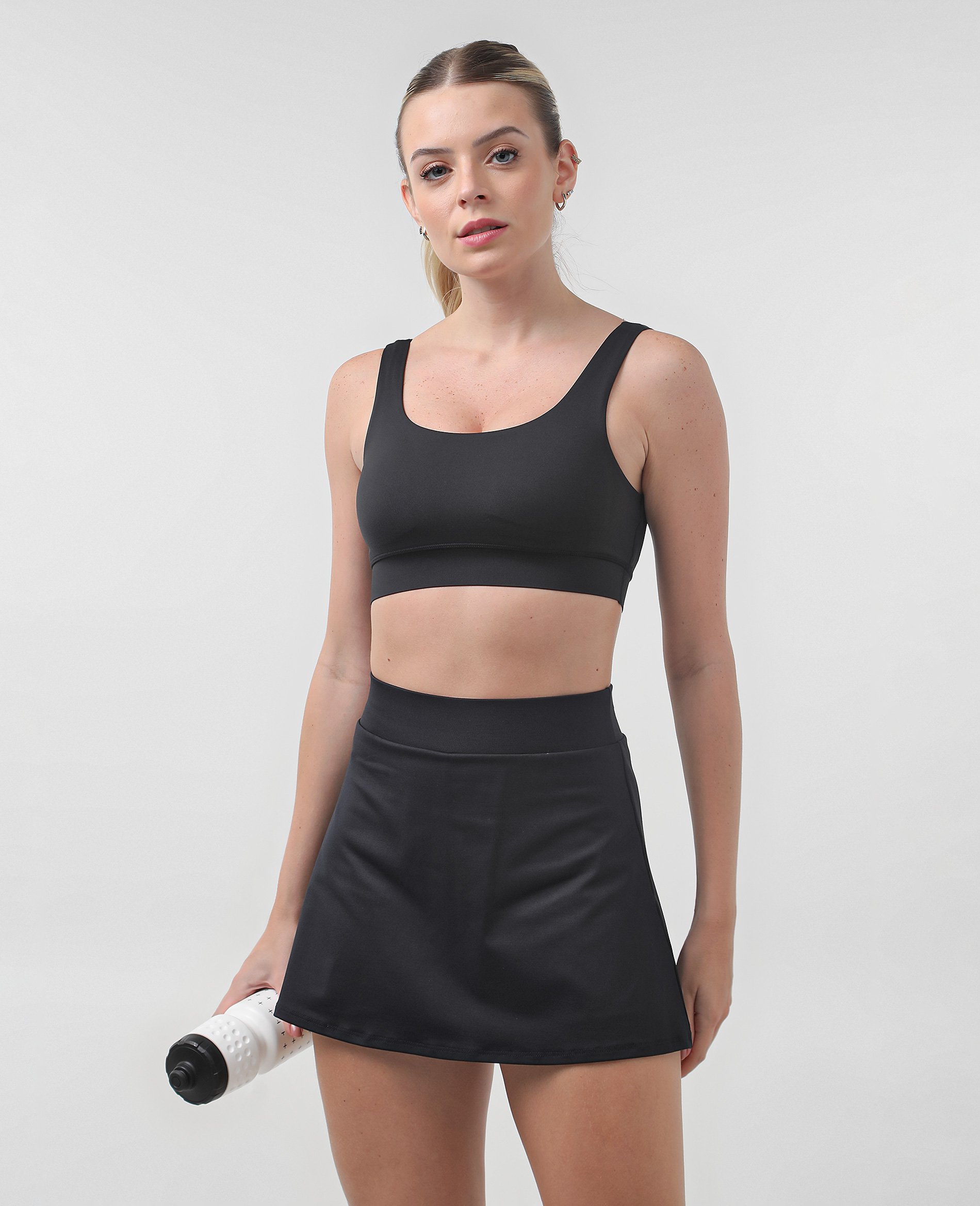 Short-saia esportivo treino de poliamida - Preto | Body Work