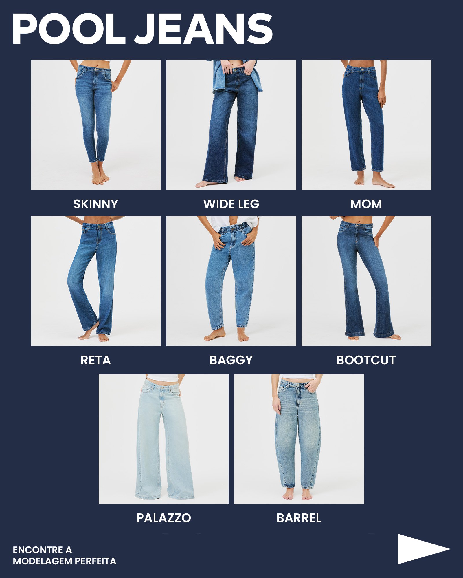 Riachuelo | Calça jeans wide slim feminina - Azul Escuro | Pool Jeans