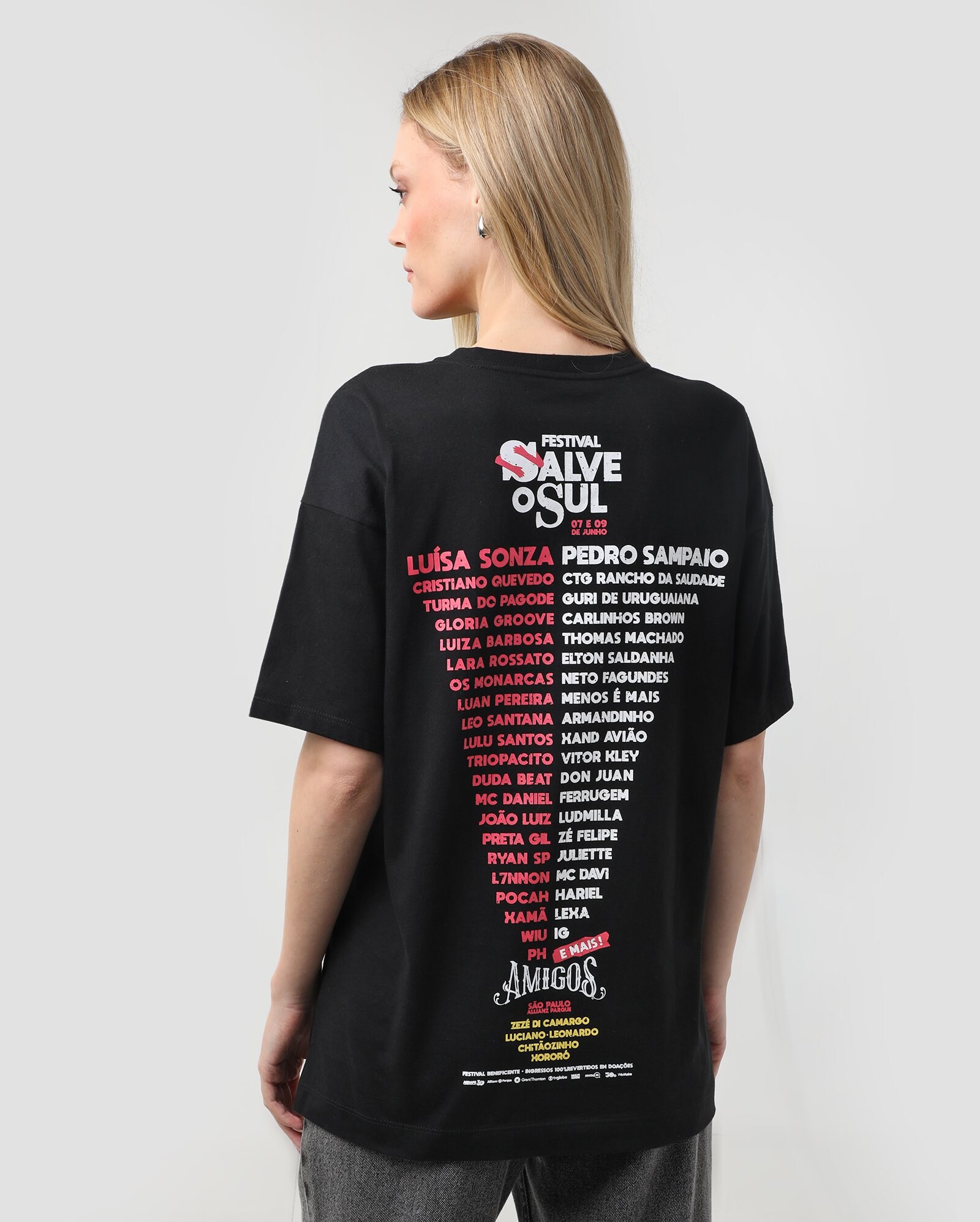 Camiseta oversized manga curta festival Salve o Sul preta | Riachuelo — foto 3