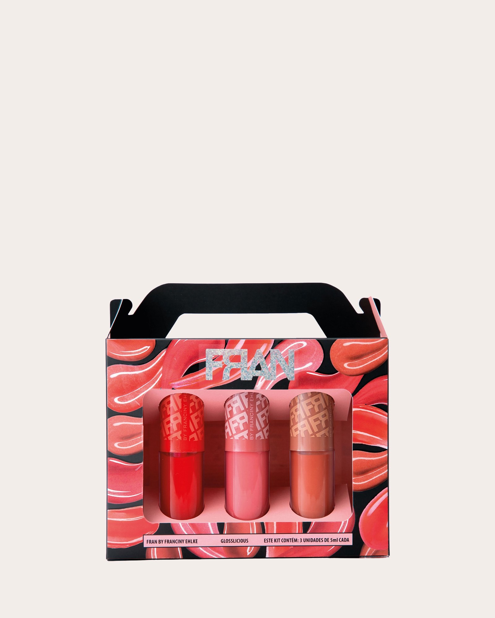 Kit gloss labial 3 unidades Glosslicious 15ml | Fran by Franciny Ehlke