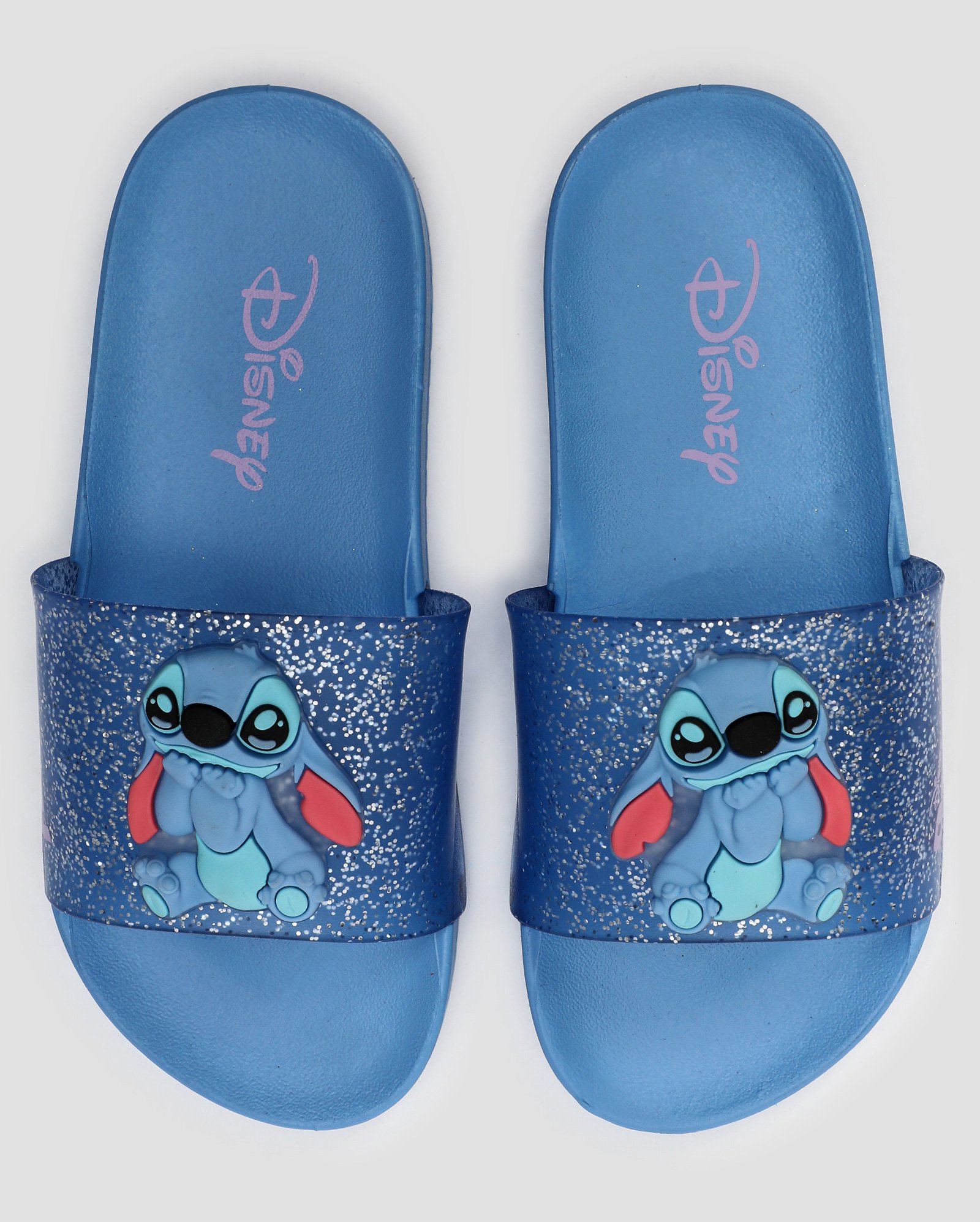 Chinelo infantil slide Stitch com glitter azul | Grendene