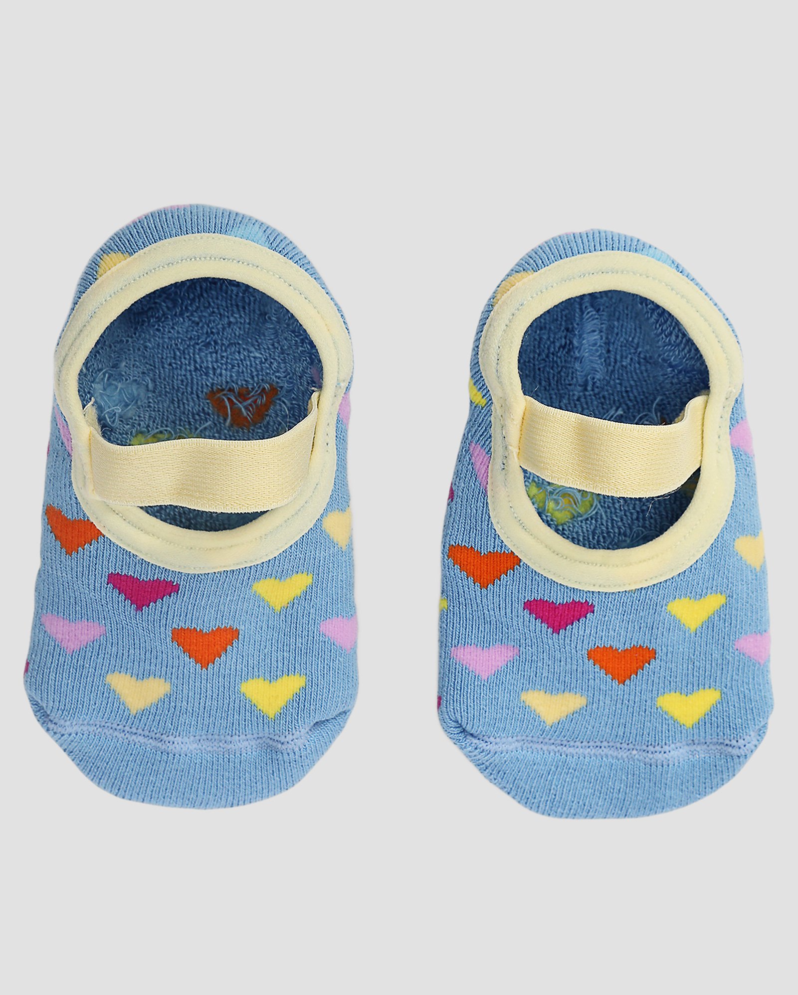 Meia sapatilha infantil antiderrapante corações azul | Accessori by Riachuelo