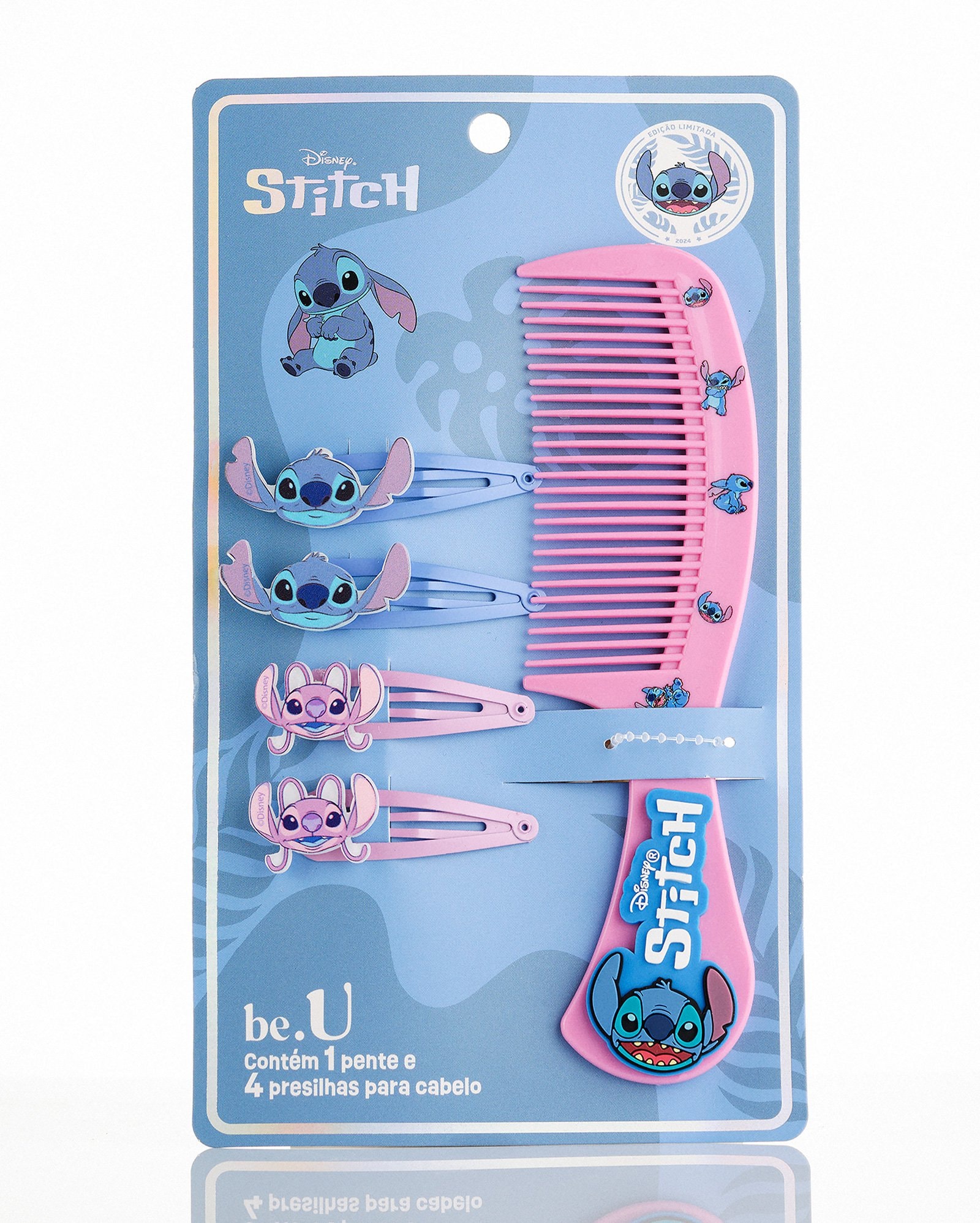 Kit pente + 4 presilhas Stitch multicor | be.U by Riachuelo + Disney