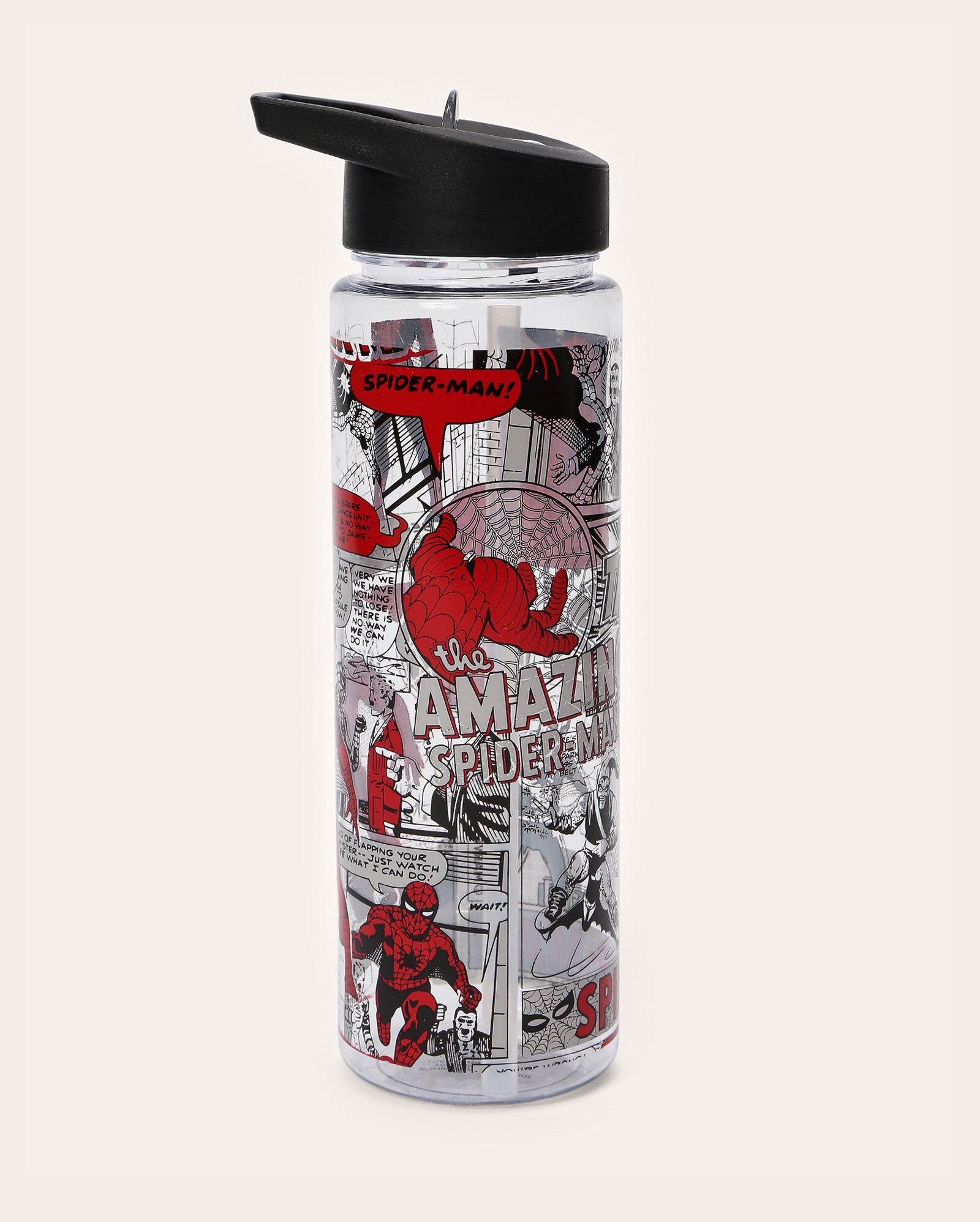 Garrafa com canudo Homem-Aranha 700ml preta | Marvel