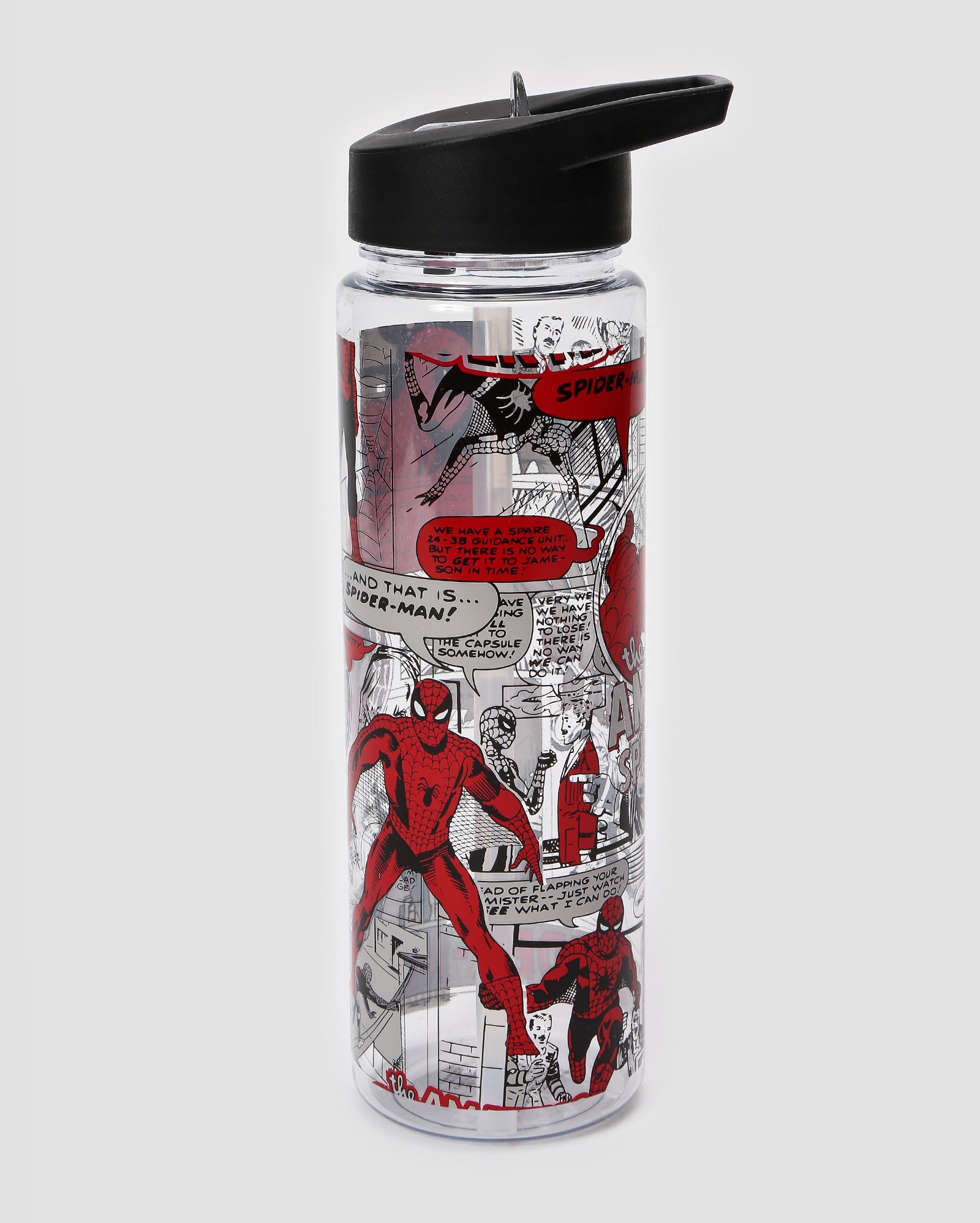Garrafa com canudo Homem-Aranha 700ml preta | Marvel