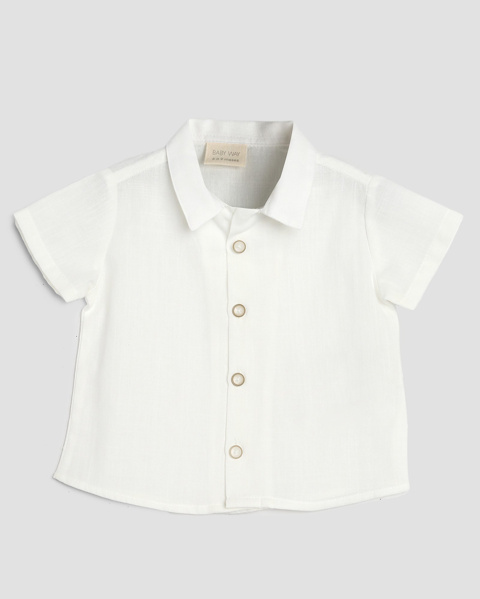 Camisa bebê de algodão manga curta branca | Baby Way