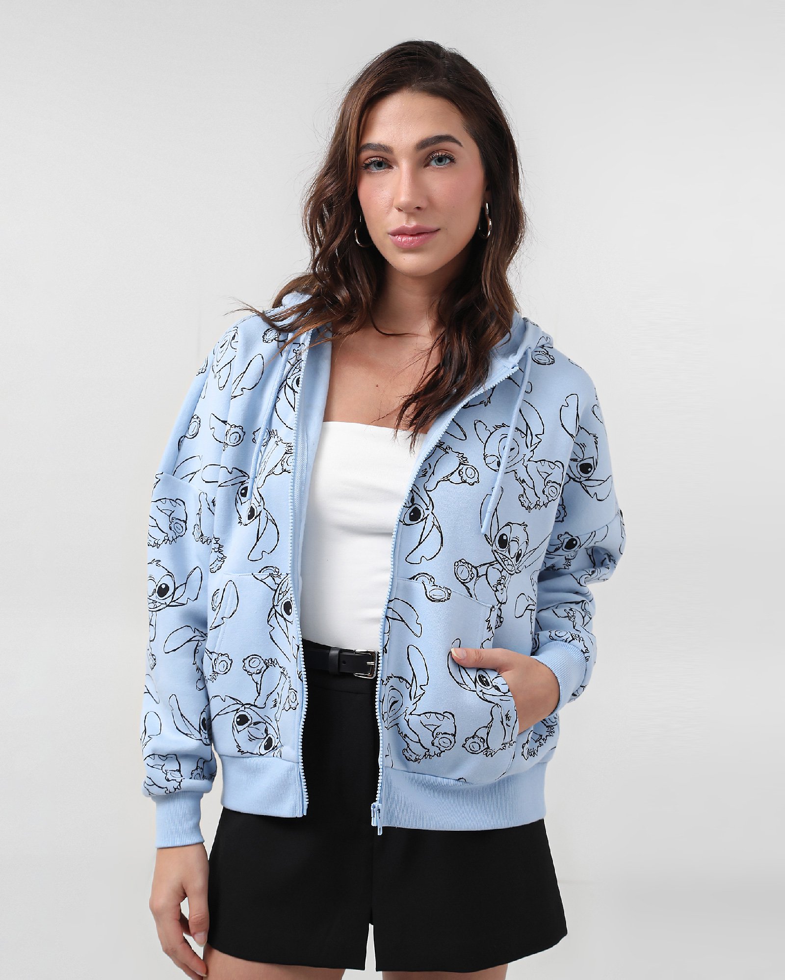 Blusa de moletom com capuz Stitch azul | Disney