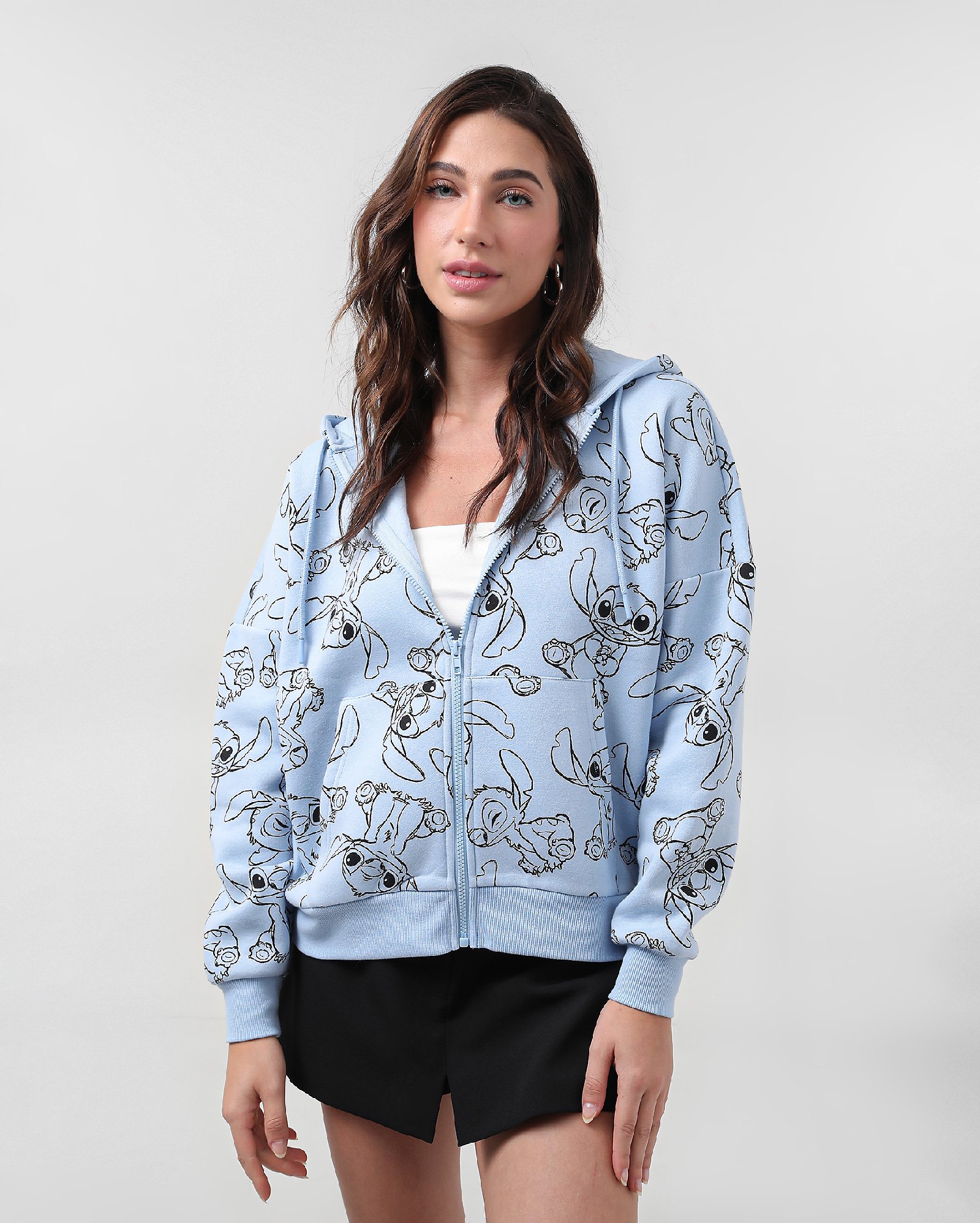 Blusa de moletom com capuz Stitch azul | Disney