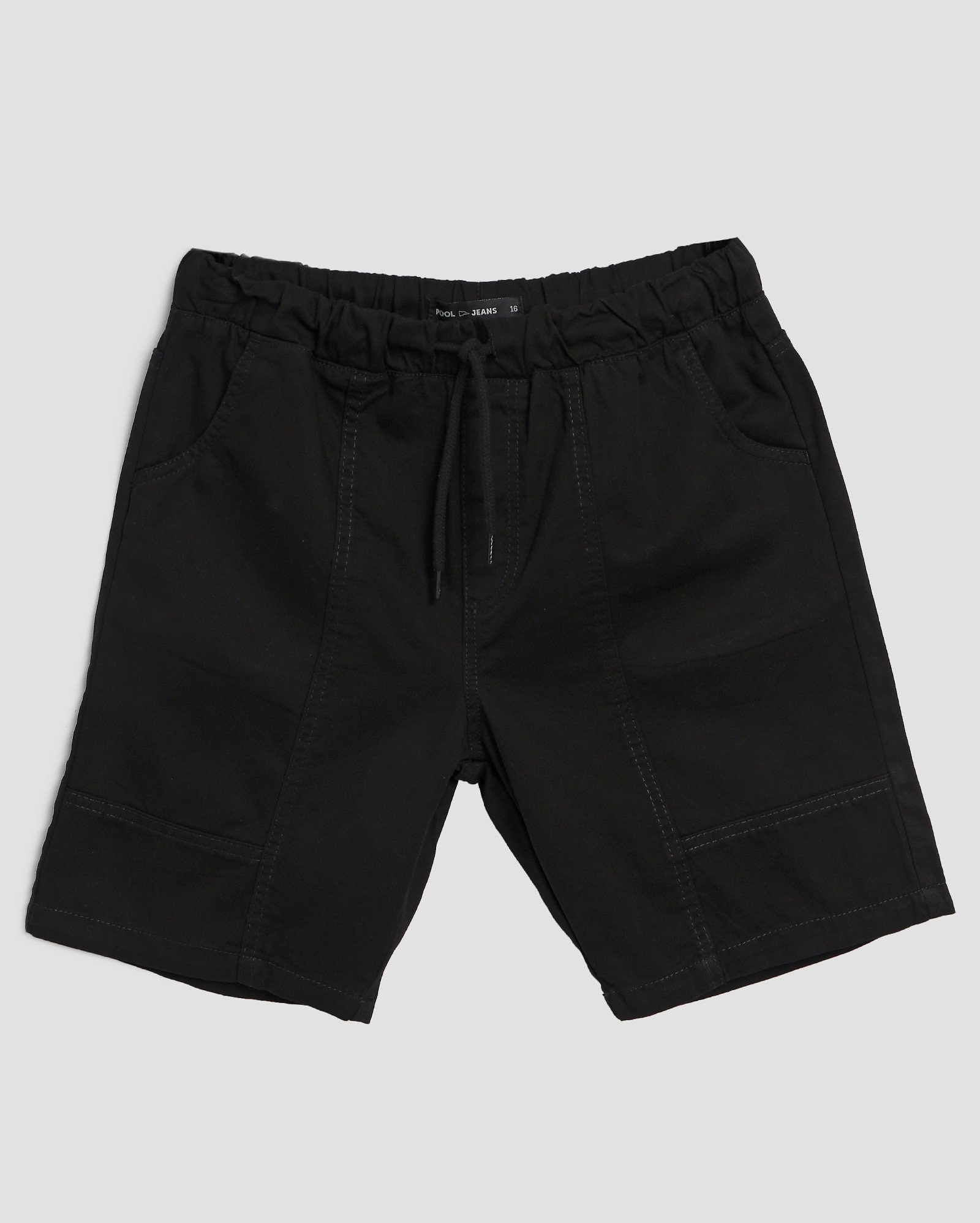 Bermuda black jeans juvenil reta com cós elástico | Pool