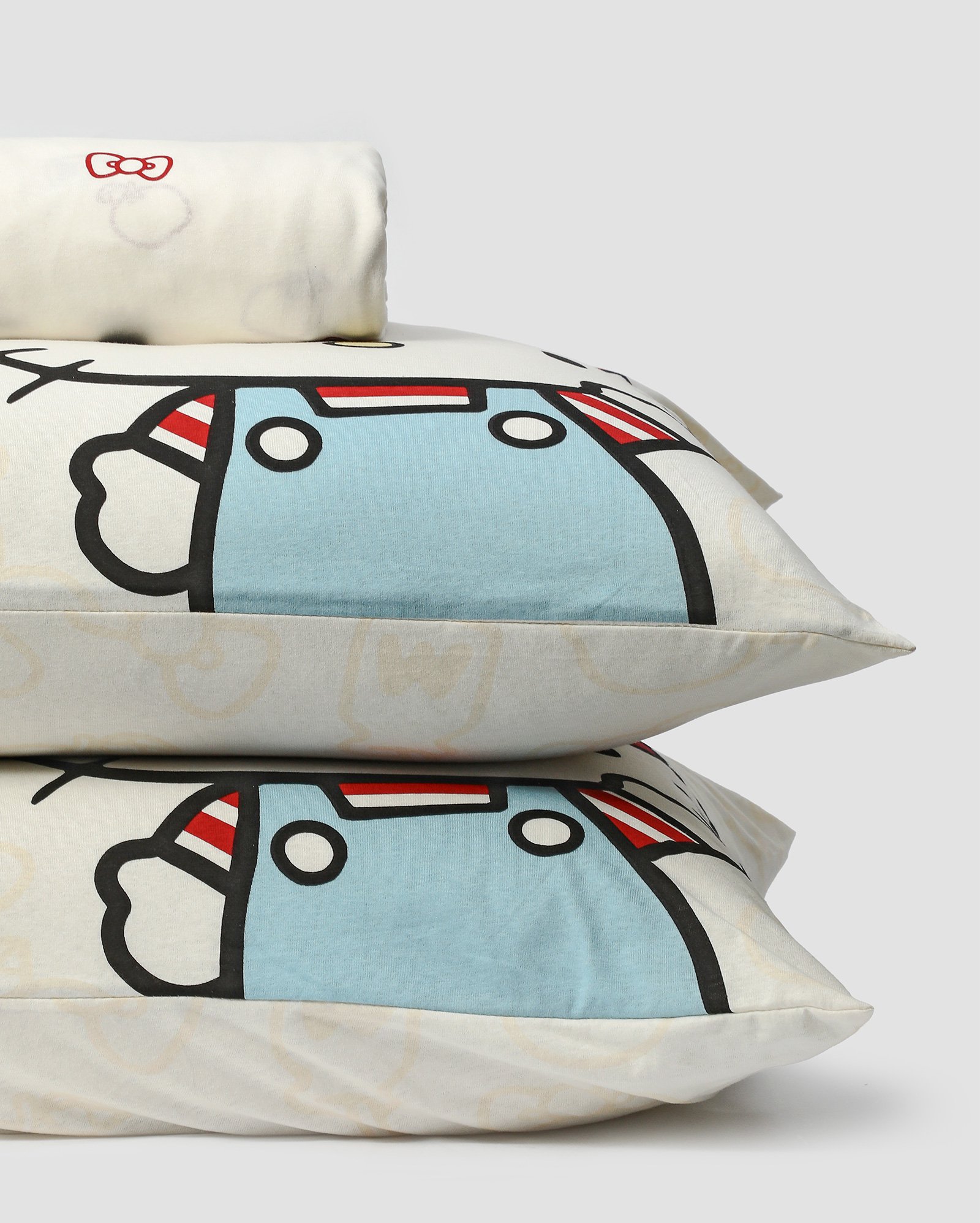 Jogo de cama casal 3 peças malha Hello Kitty bege | Sanrio + Casa Riachuelo