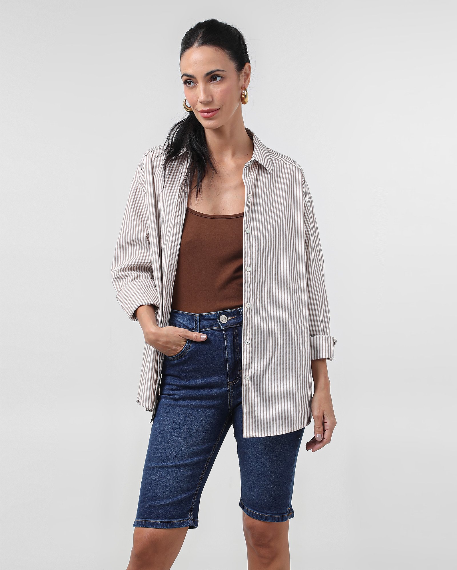 Bermuda jeans feminina ciclista denim escuro | Pool Jeans