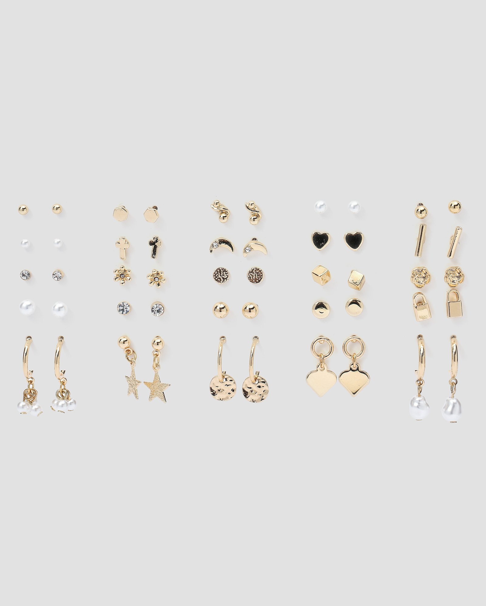 Kit brinco feminino P 25 pares geométrico perolado dourado | Accessori by Riachuelo