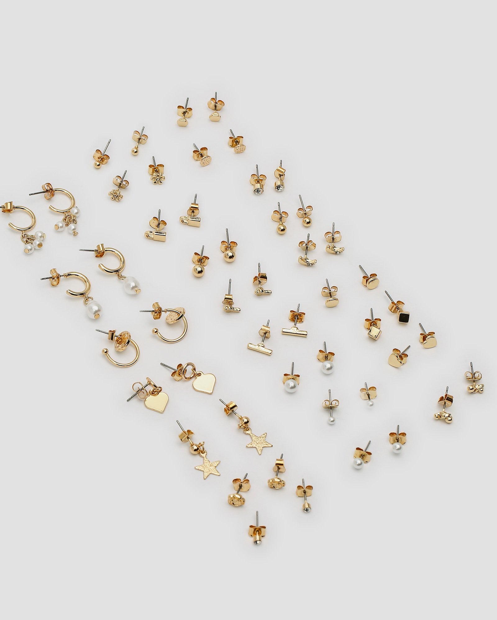Kit brinco feminino P 25 pares geométrico perolado dourado | Accessori by Riachuelo