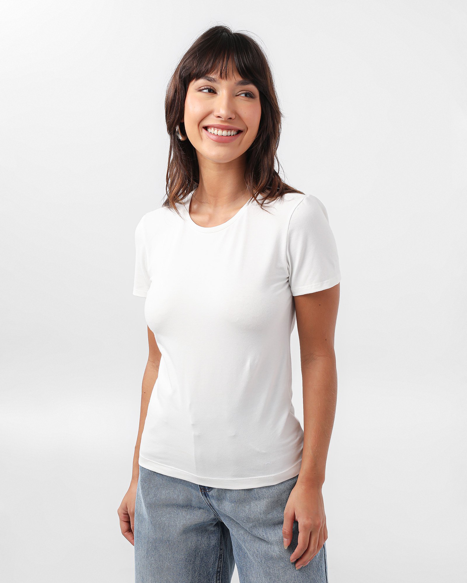 Camiseta feminina de algodão - Branco | Pool Basics
