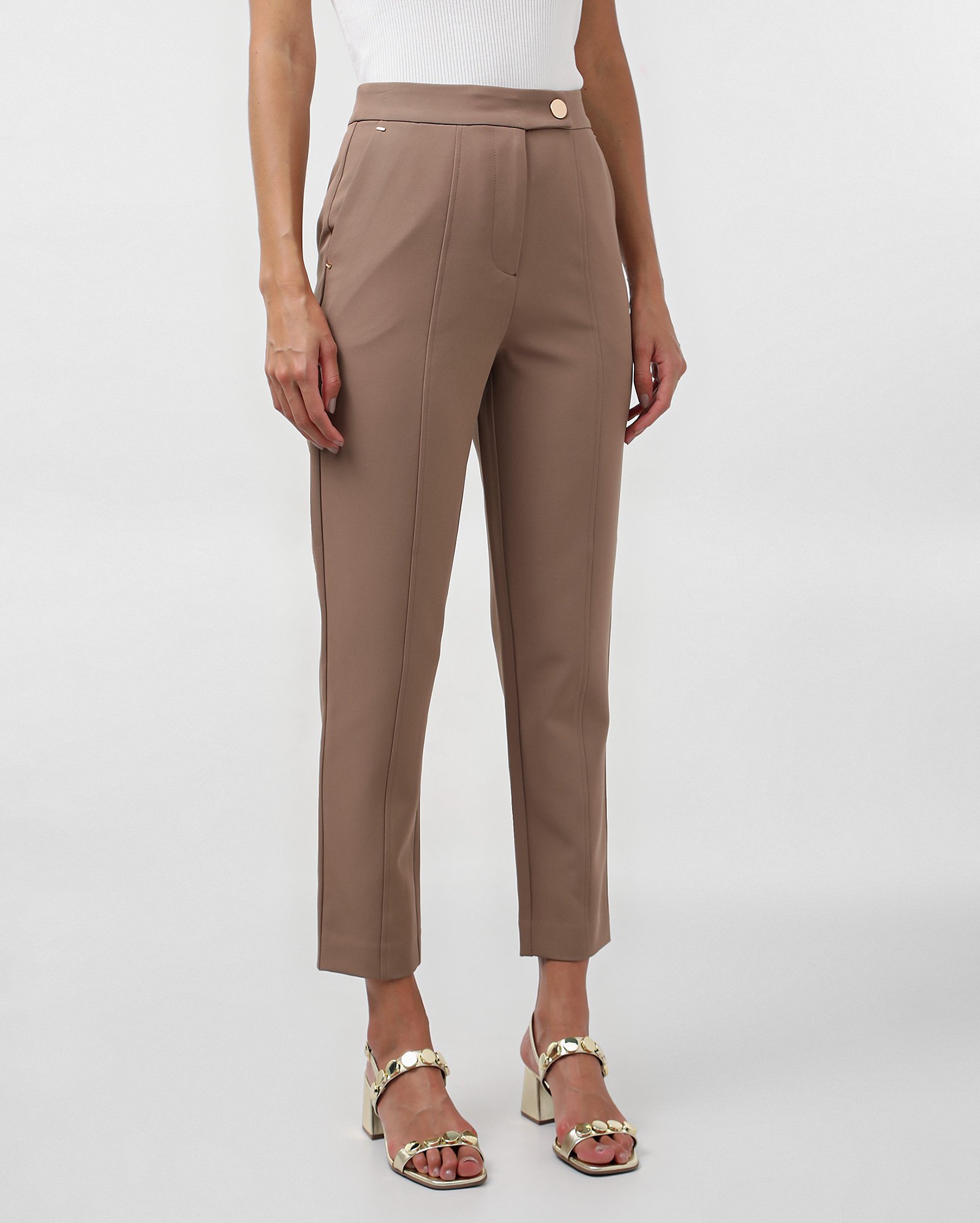 Calça feminina Aurora cenoura alfaiataria - Marrom Claro