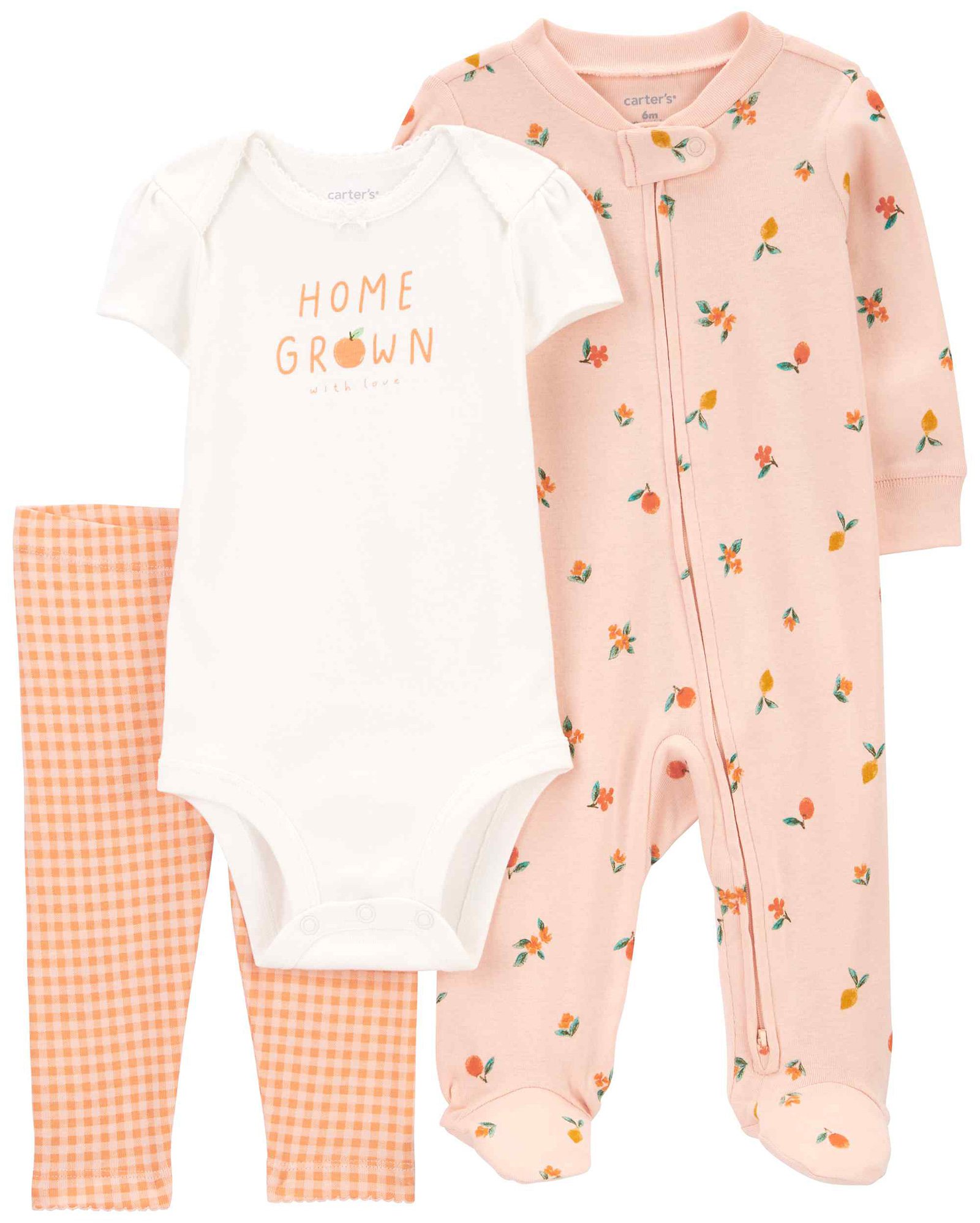 Conjunto longo bebê peças com elástico homer grown floral multicor  Carter's