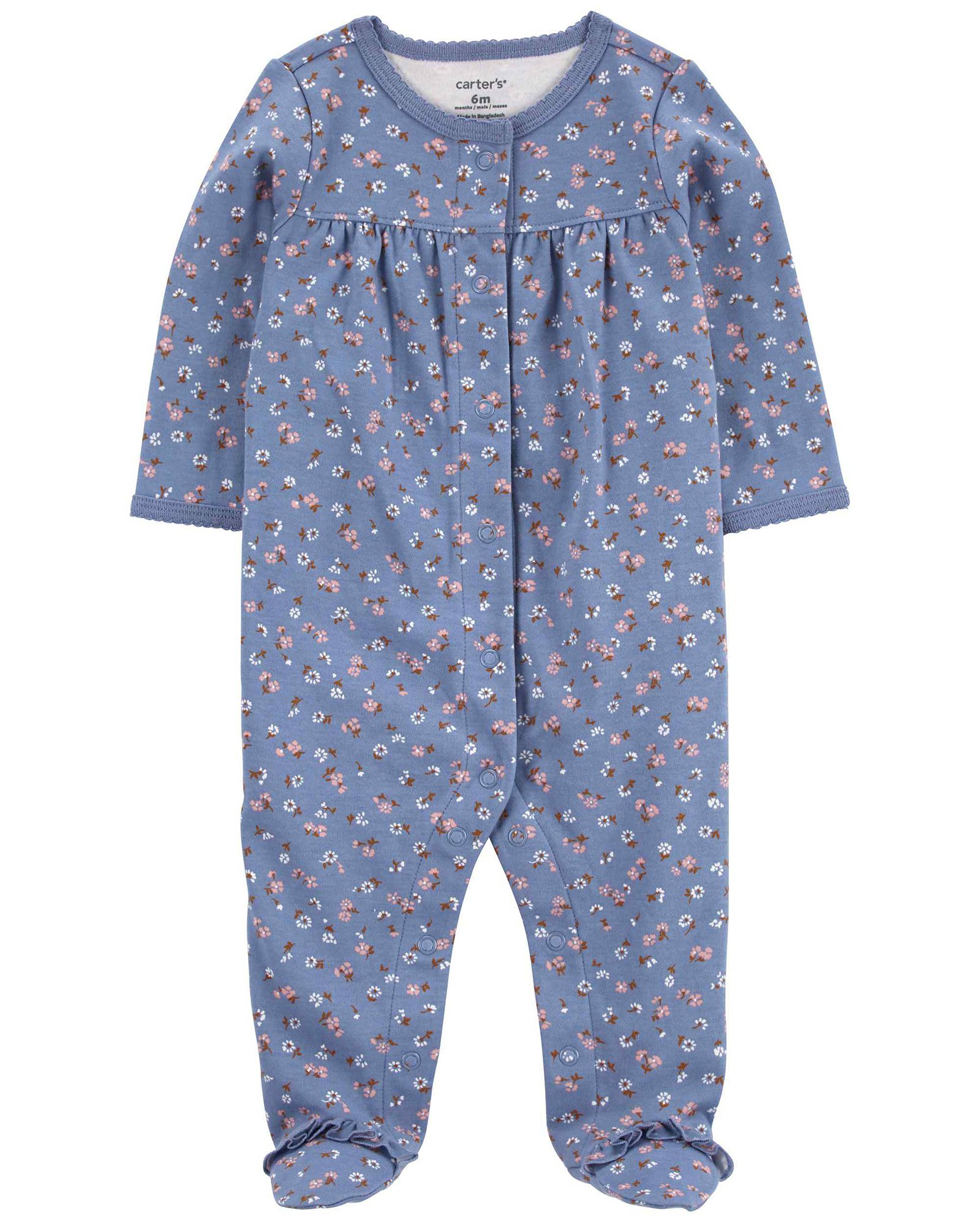 Macacão bebê botões floral azul | Carter's