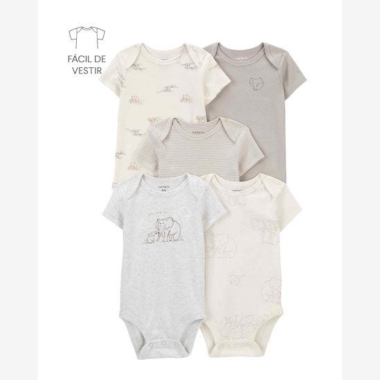 Kit body bebê 5 peças elefantes e listras multicor | Carter's