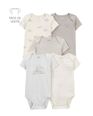 Kit body bebê 5 peças elefantes e listras multicor | Carter's