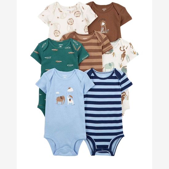 Kit body bebê 7 peças elefante listrado multicor | Carter's