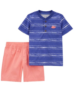 Conjunto curto infantil 2 peças peixe listrado multicor | Carter's